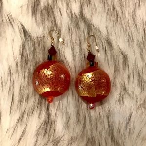 Katie’s Red ball drop earrings